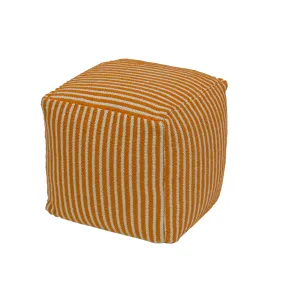 16" Hand Woven Pouf Ottoman, Papaya