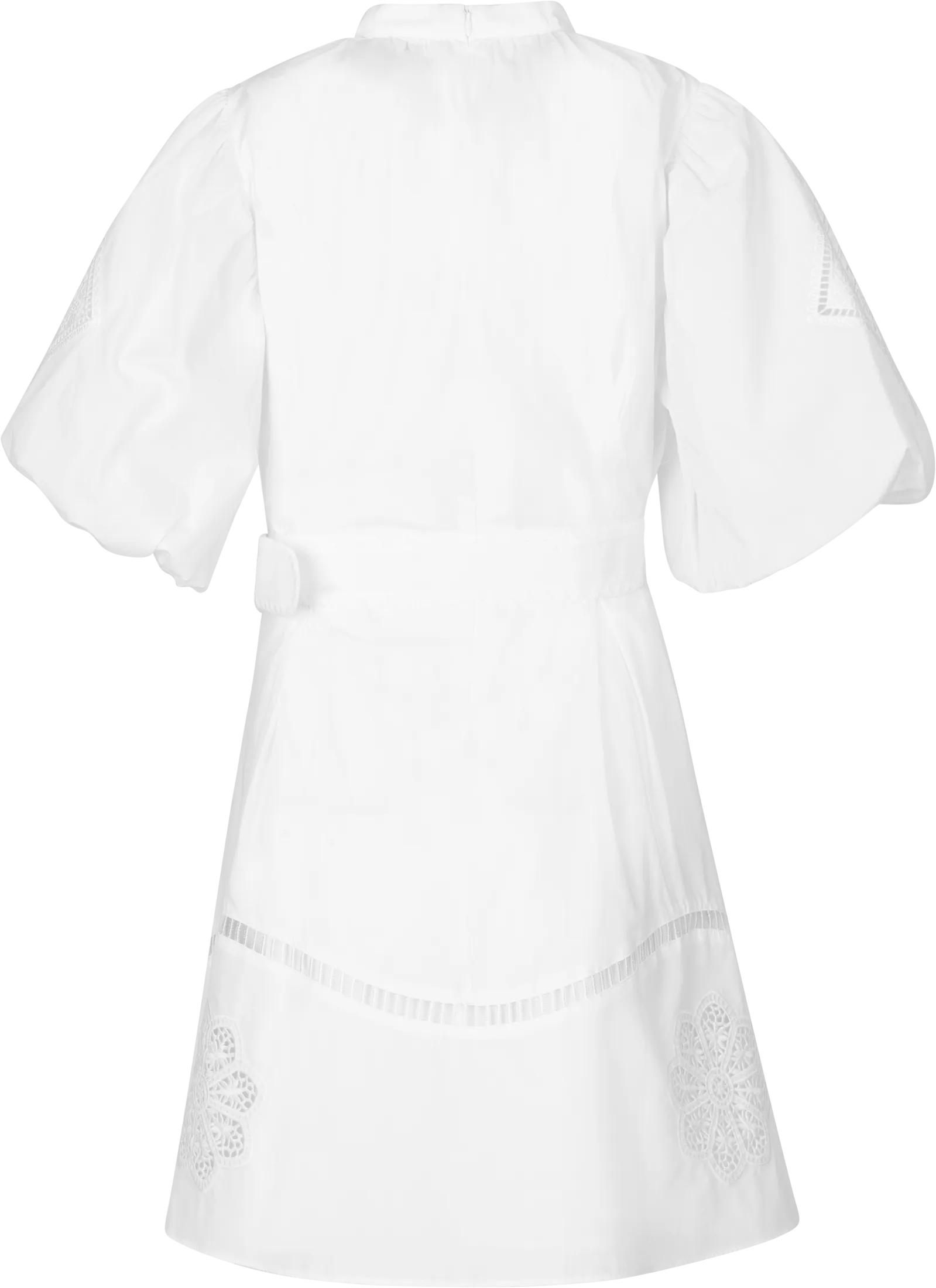 Allie Pouf Sleeve Embroidered Mini Dress - White