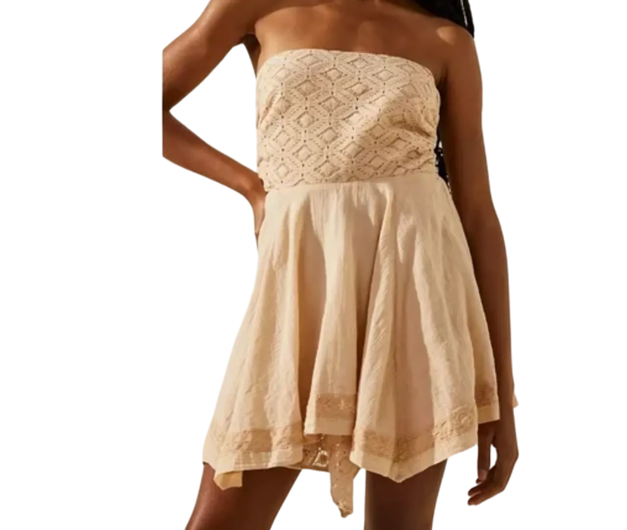 Free People Nude Renata Reversible Mini Dress In Peach Sands UK L