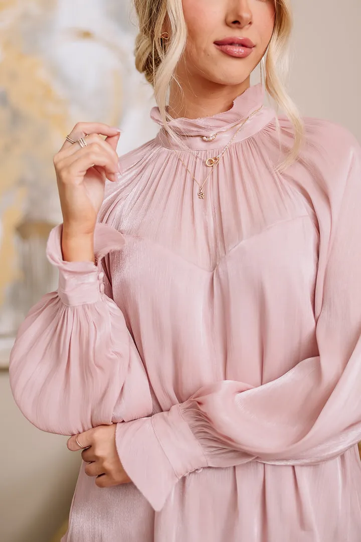 Just An Illusion Mock Neck Top | Blush