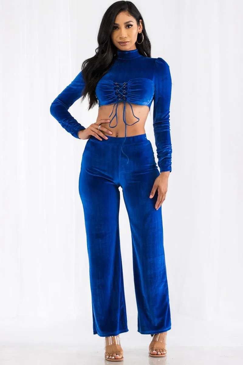 MTP7394 - 2 PC VELVET TOP AND PANT SET