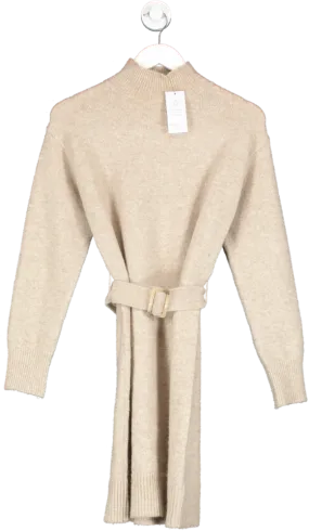 New Look Beige Knitted Belted Dress UK S