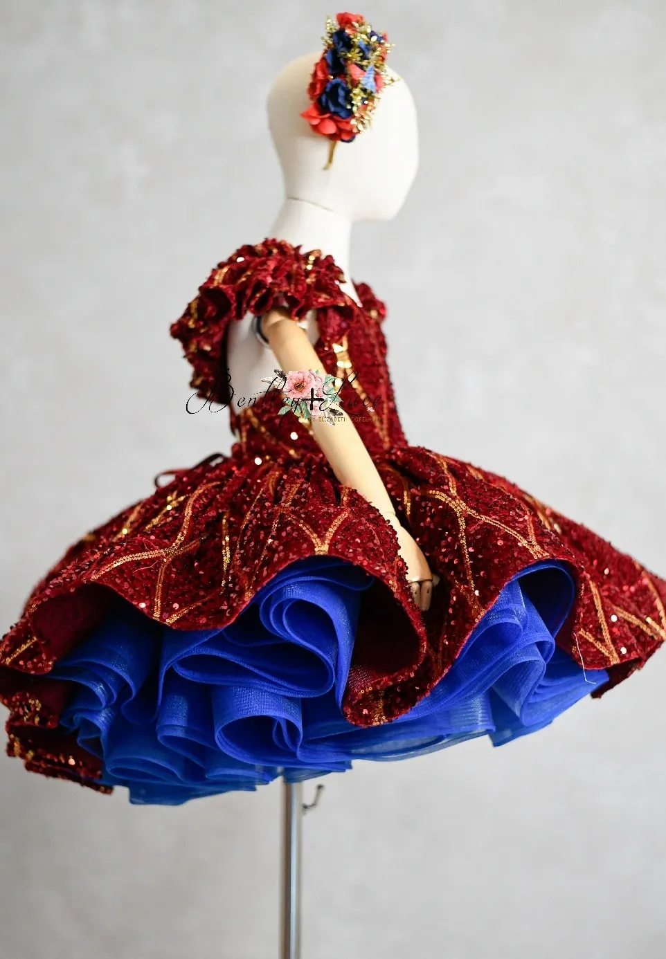 New rts "Nutcracker Holiday" - Red/Blue  Petal Length Dress  ( 5 Year - Petite 6 Year)