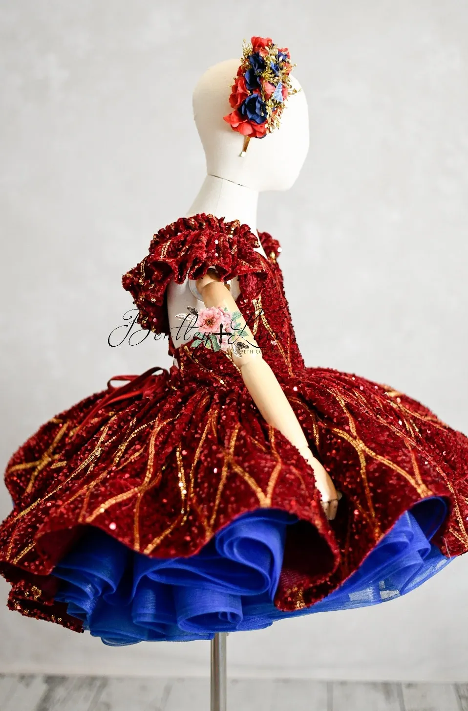 New rts "Nutcracker Holiday" - Red/Blue  Petal Length Dress  ( 5 Year - Petite 6 Year)
