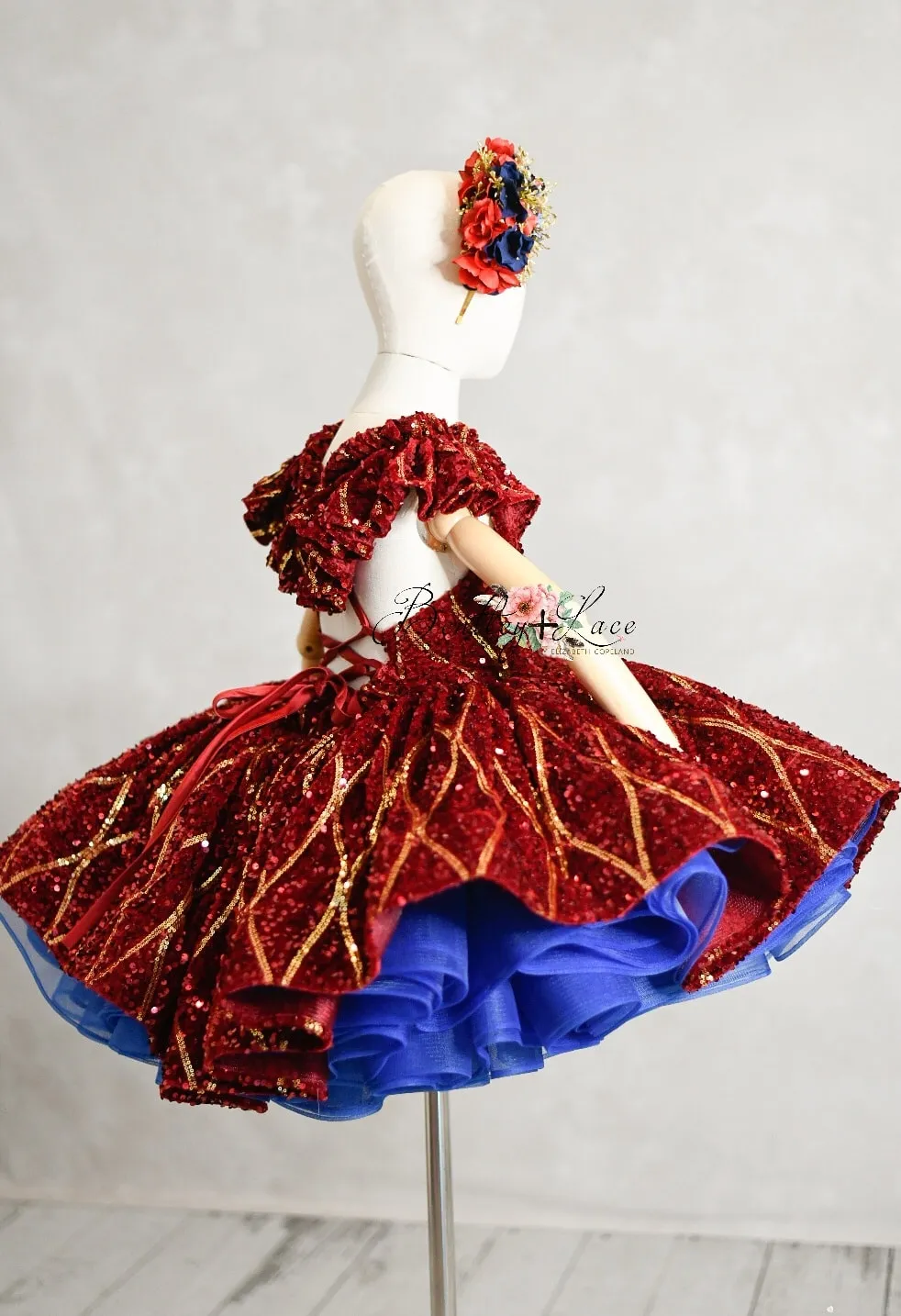 New rts "Nutcracker Holiday" - Red/Blue  Petal Length Dress  ( 5 Year - Petite 6 Year)