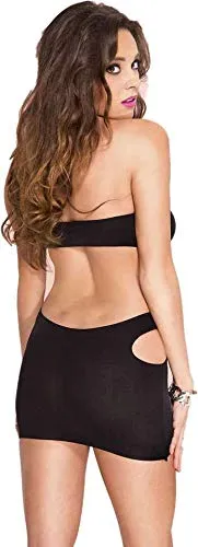 Priya Fashion Women Lycra Cutout Strapless Backless Mini Dress Black