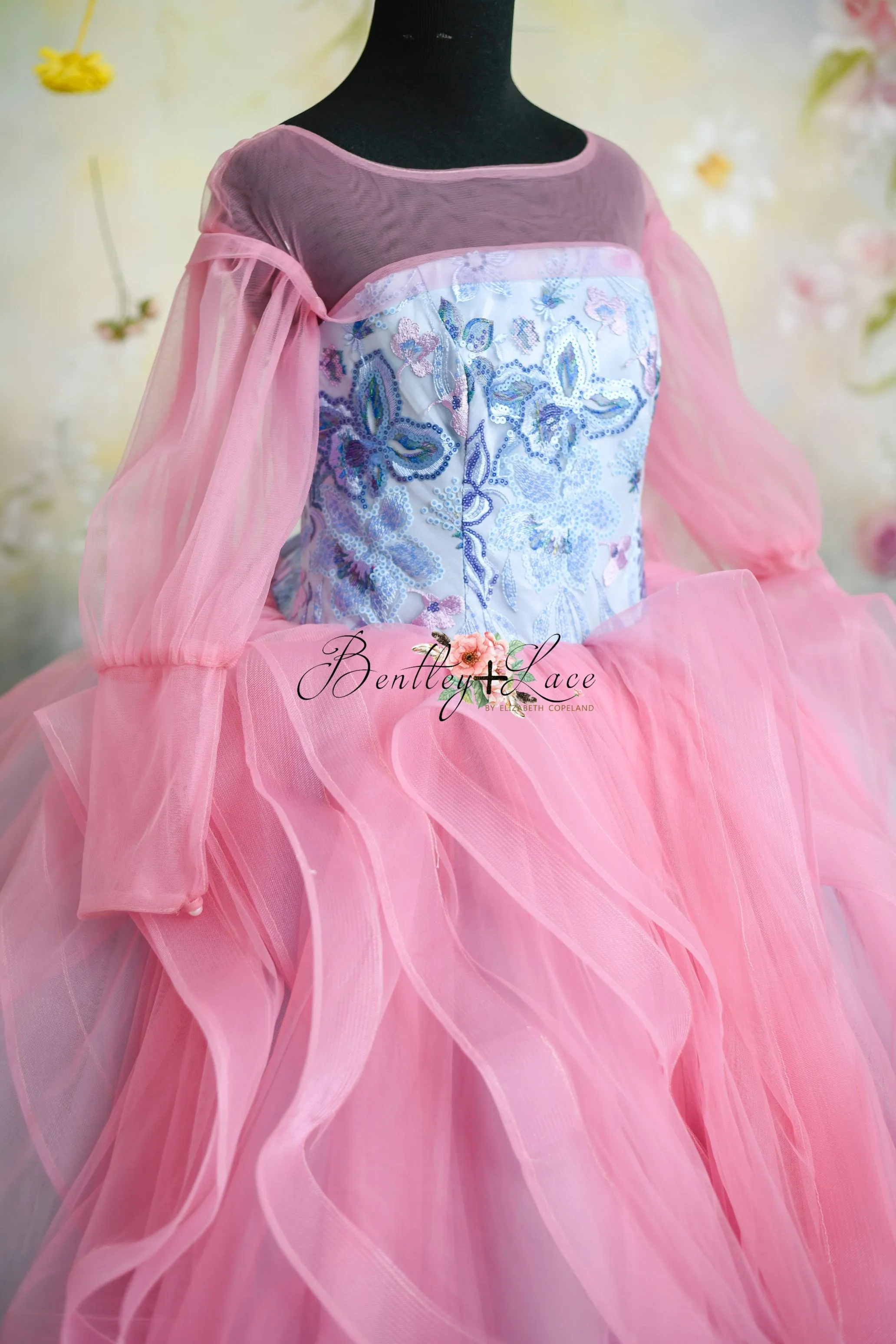 "Blush & Blossoms "  Floor Length Dress ( 10 Year - Petite 12 Year)