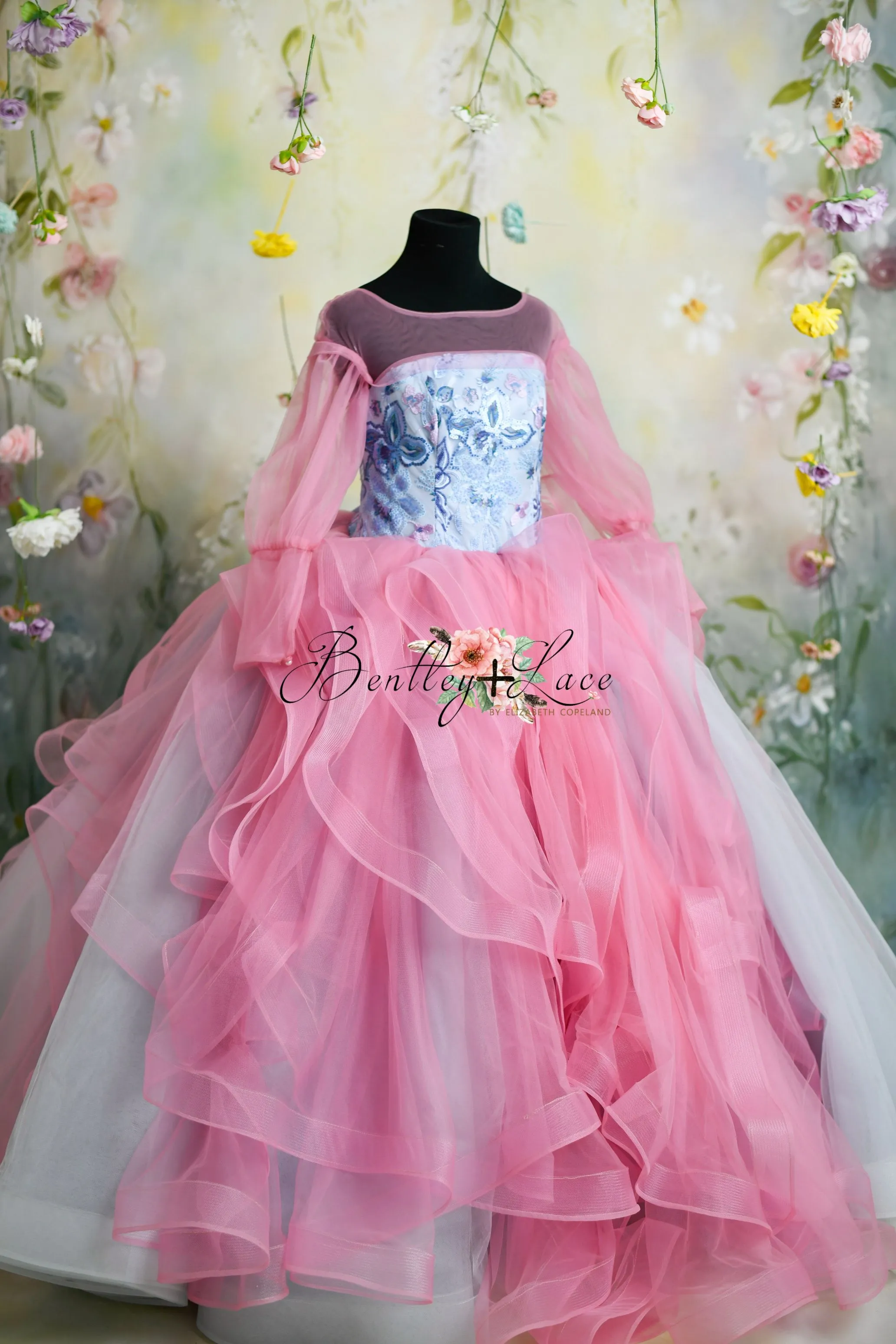 "Blush & Blossoms "  Floor Length Dress ( 10 Year - Petite 12 Year)