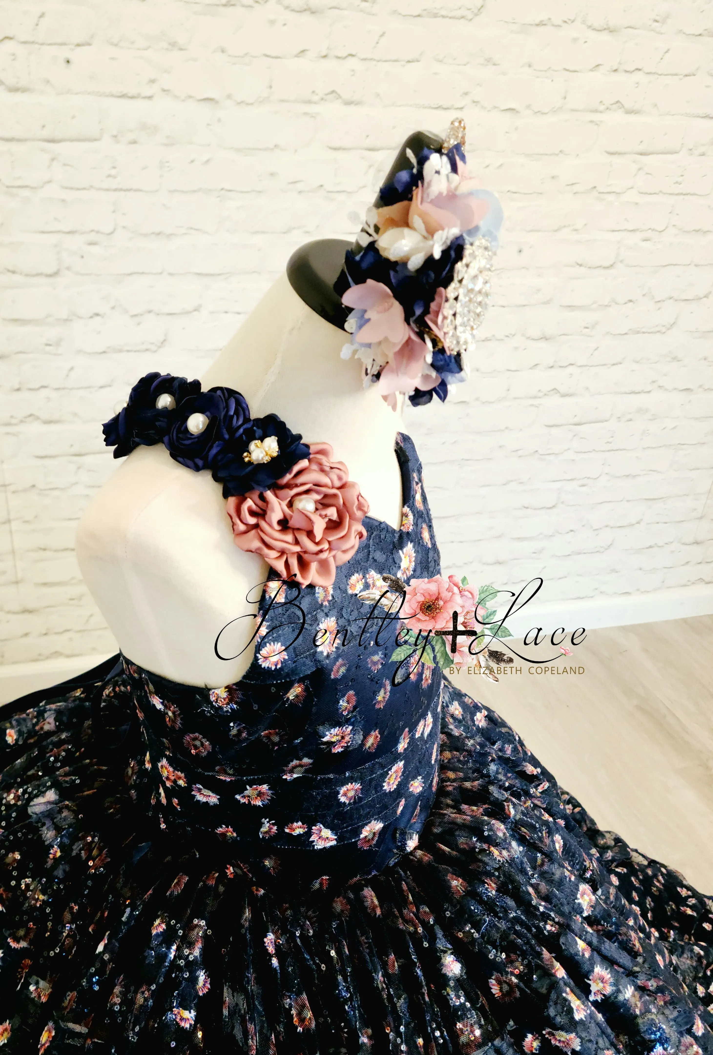 RETIRED RENTAL EUC Couture Rental Gown "Amelie"  -  Floor Length Dress ( 8 Year - Petite 9 Year)