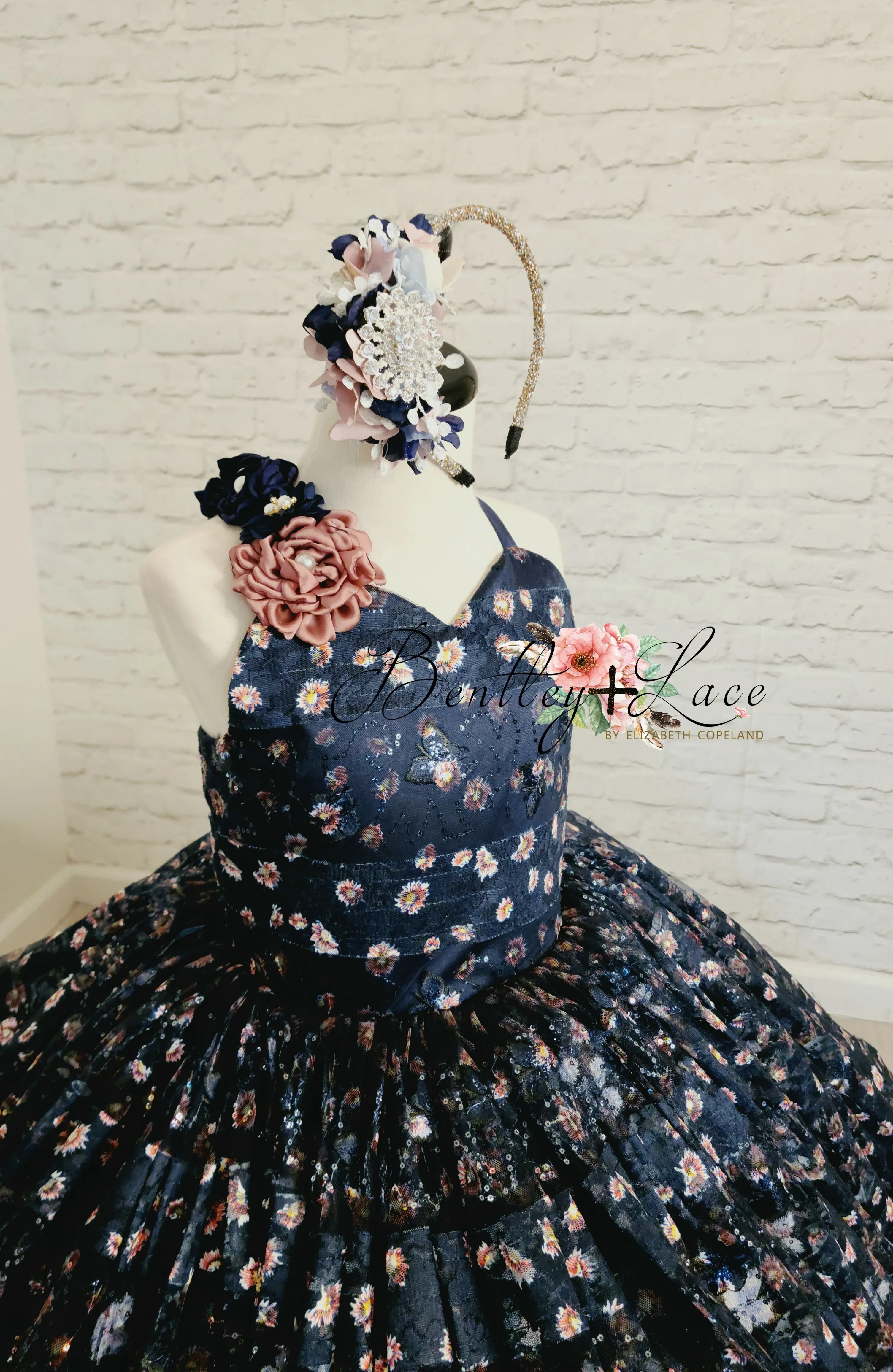 RETIRED RENTAL EUC Couture Rental Gown "Amelie"  -  Floor Length Dress ( 8 Year - Petite 9 Year)