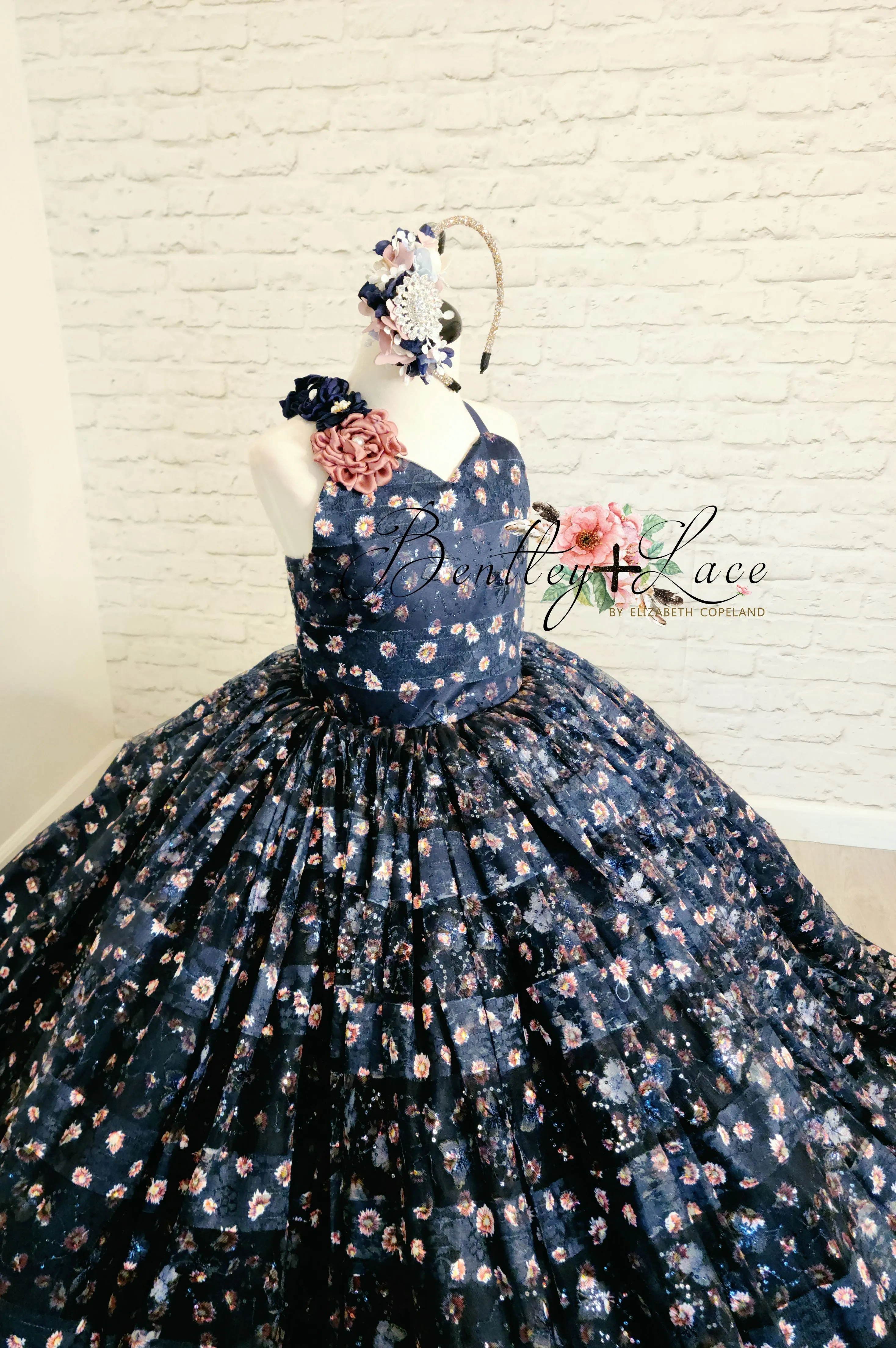 RETIRED RENTAL EUC Couture Rental Gown "Amelie"  -  Floor Length Dress ( 8 Year - Petite 9 Year)