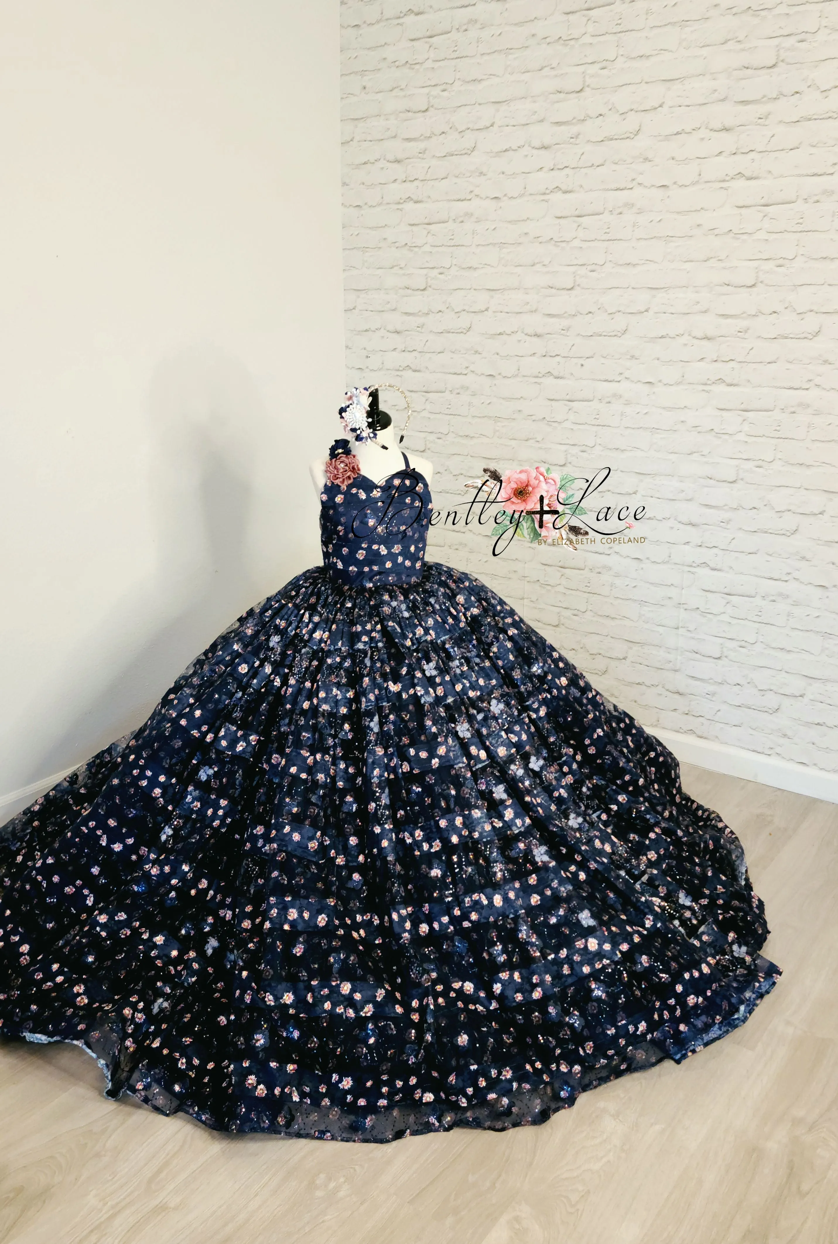 RETIRED RENTAL EUC Couture Rental Gown "Amelie"  -  Floor Length Dress ( 8 Year - Petite 9 Year)