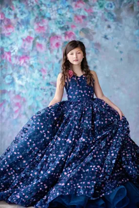 RETIRED RENTAL EUC Couture Rental Gown "Amelie"  -  Floor Length Dress ( 8 Year - Petite 9 Year)