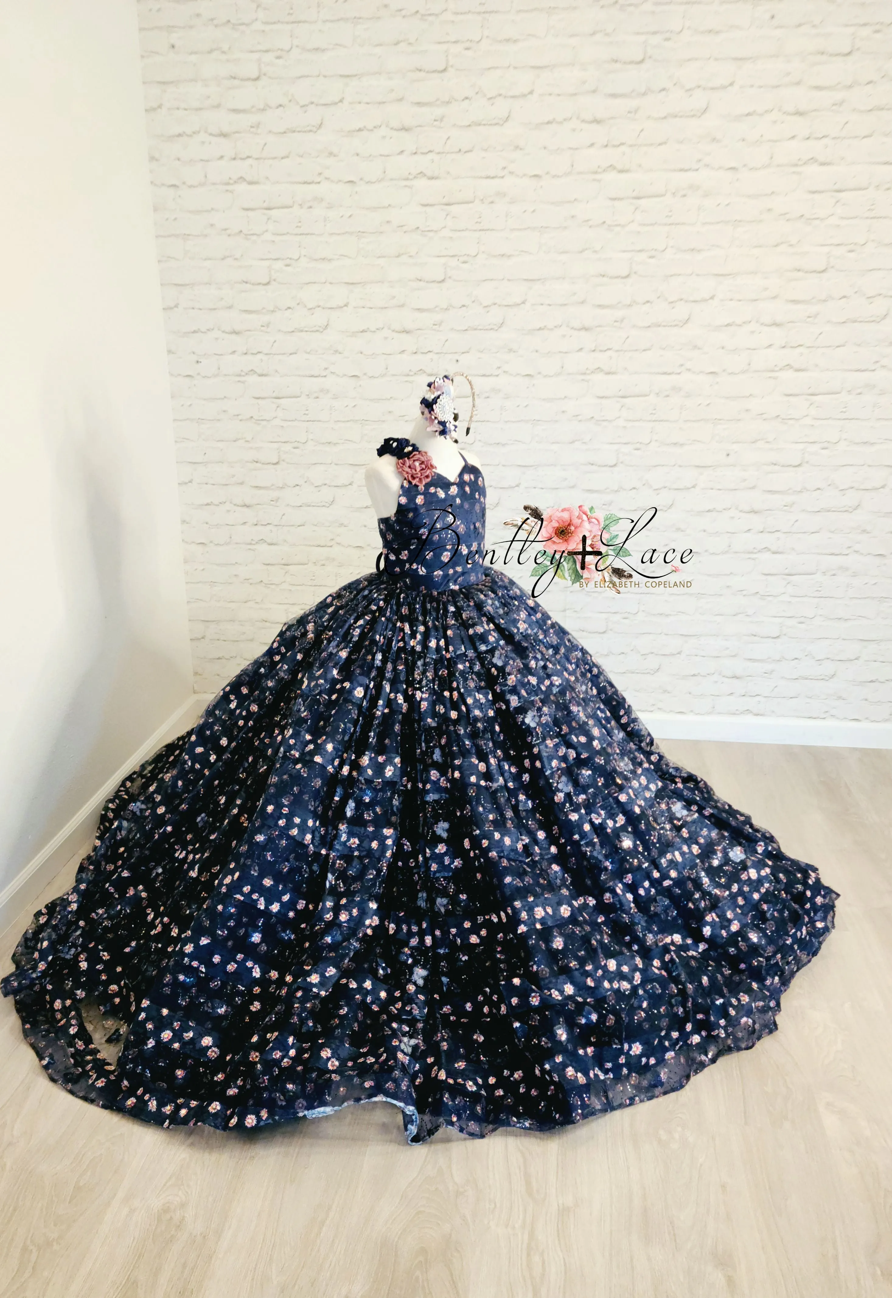 RETIRED RENTAL EUC Couture Rental Gown "Amelie"  -  Floor Length Dress ( 8 Year - Petite 9 Year)