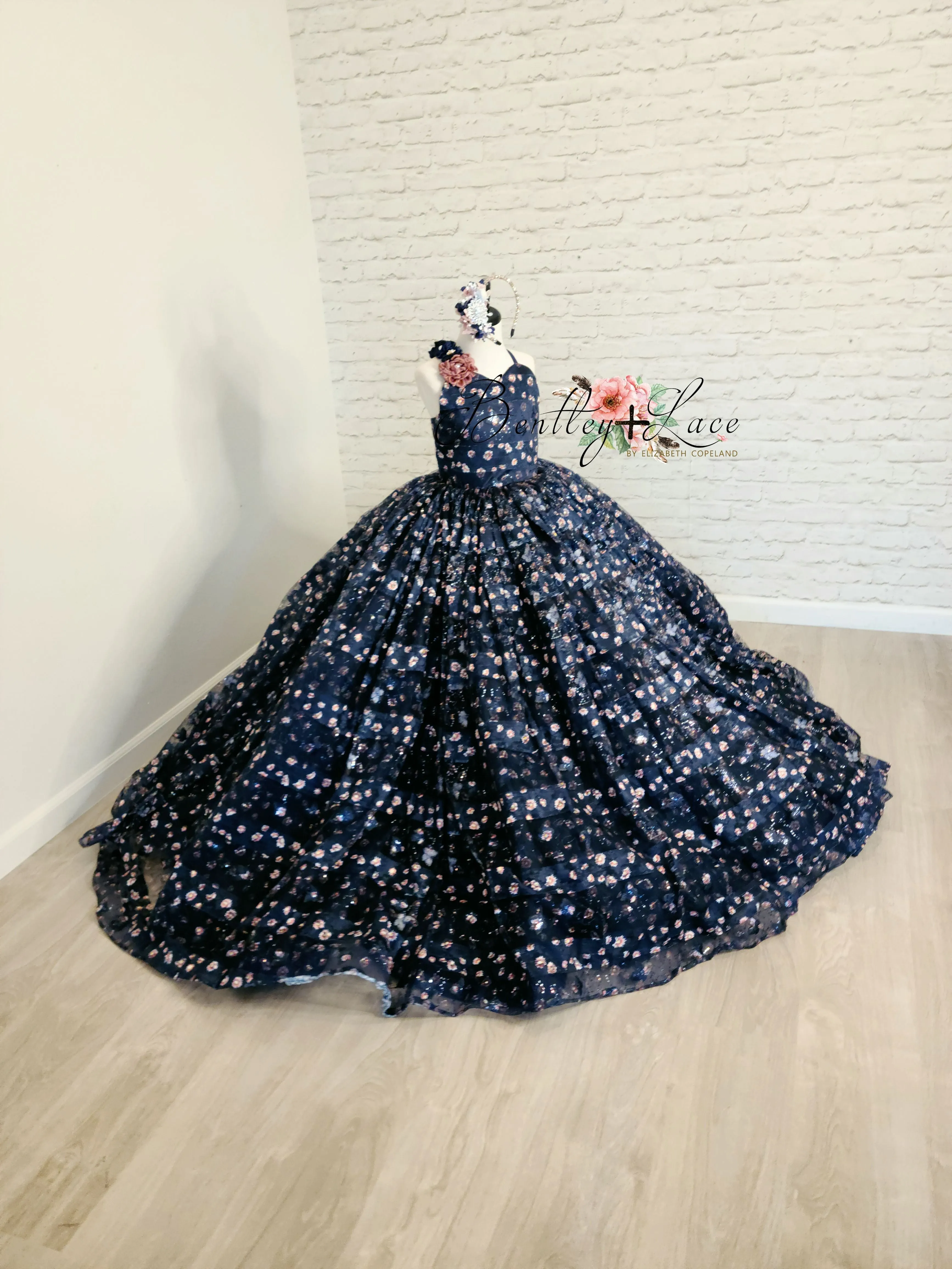 RETIRED RENTAL EUC Couture Rental Gown "Amelie"  -  Floor Length Dress ( 8 Year - Petite 9 Year)