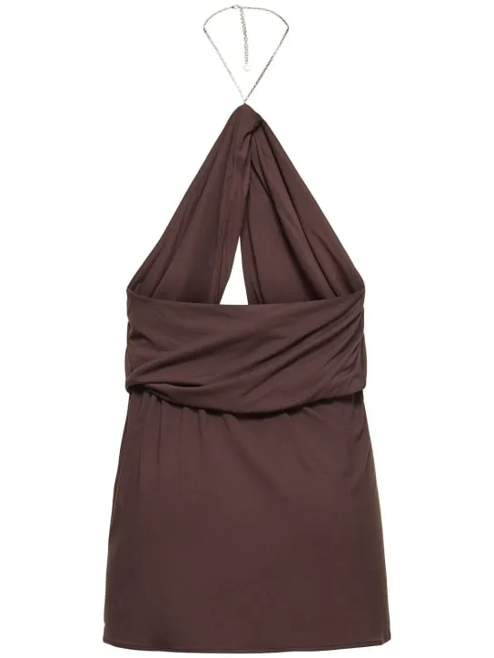 The Attico   Halter neck jersey mini dress 